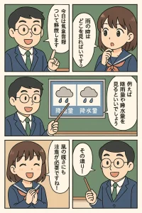 気象の4コマ漫画(先生と生徒)