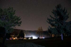 北海道、夜のキャンプ場