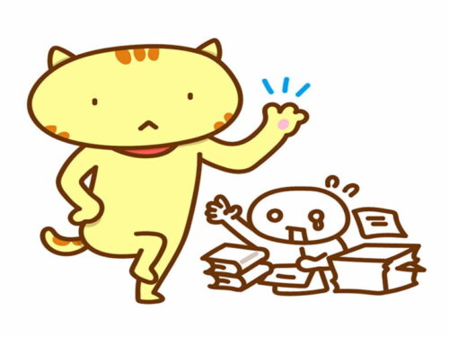 ことわざのイラスト：猫の手も借りたい