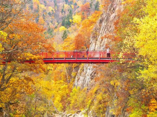 晩秋の定山渓温泉と二見吊橋