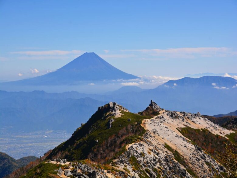山梨県薬師岳と富士山