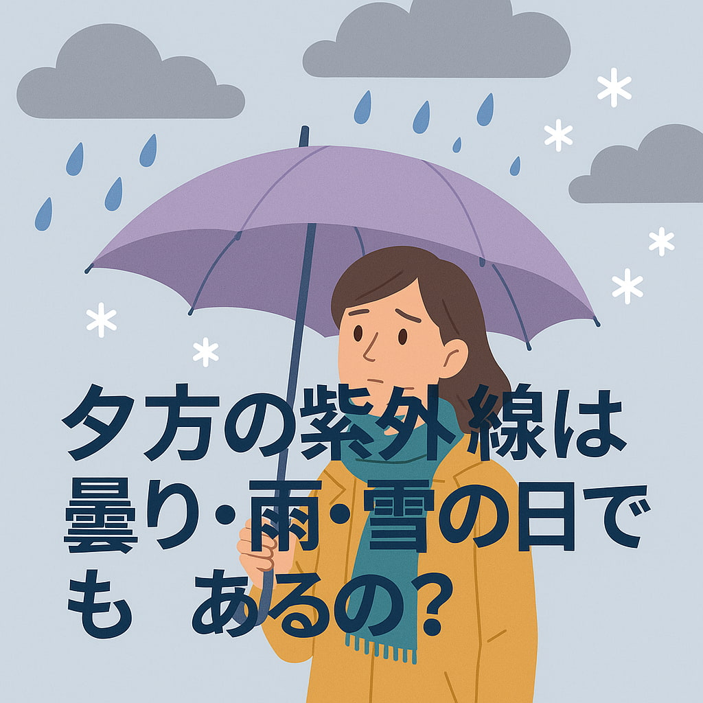 曇天・雨・雪の日でも降り注ぐ紫外線を表現したイラスト