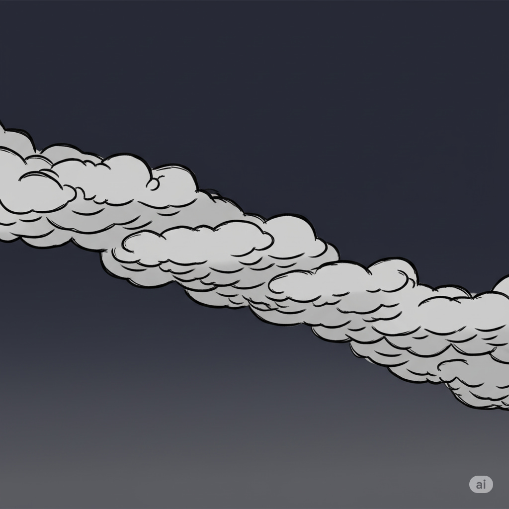 空に長く伸びるミミズのような形の雲
