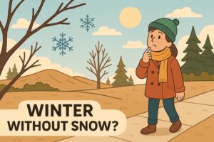 雪が減る未来の冬を描いたイラスト