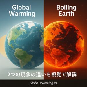 地球温暖化と沸騰化のビジュアル比較