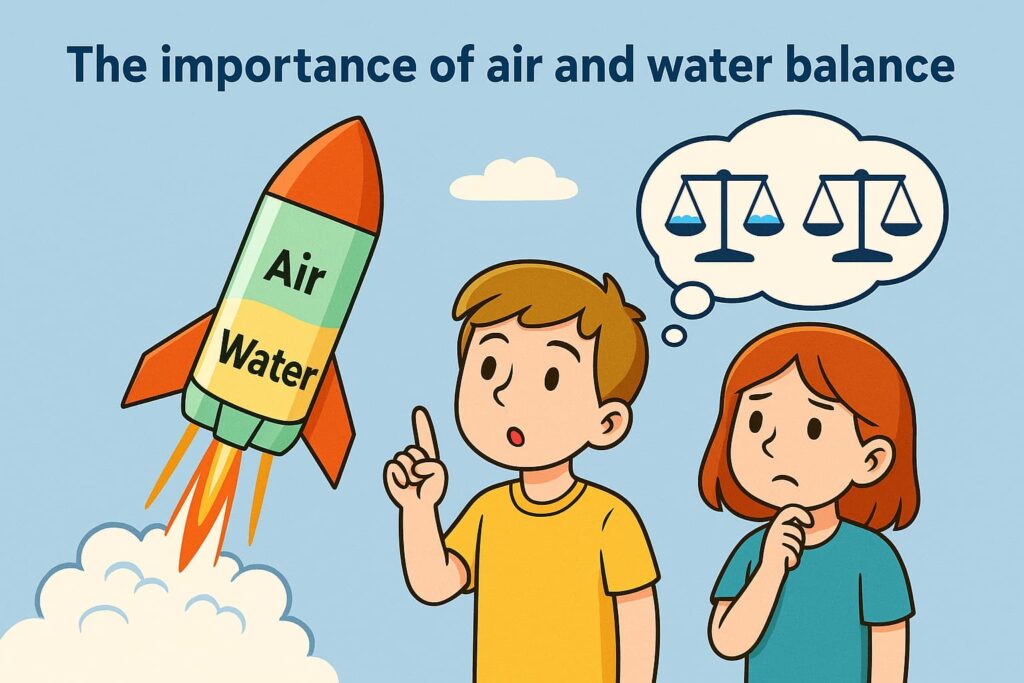 空気と水のバランスが飛行に与える影響を表現した図