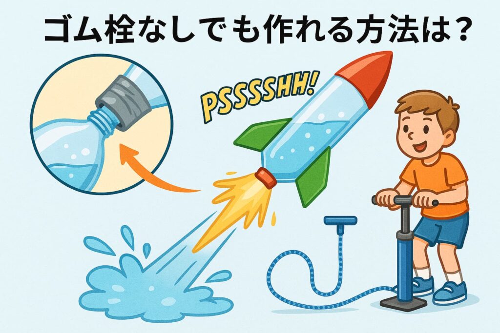 ゴム栓を使わずに発射可能なペットボトルロケットの構造図